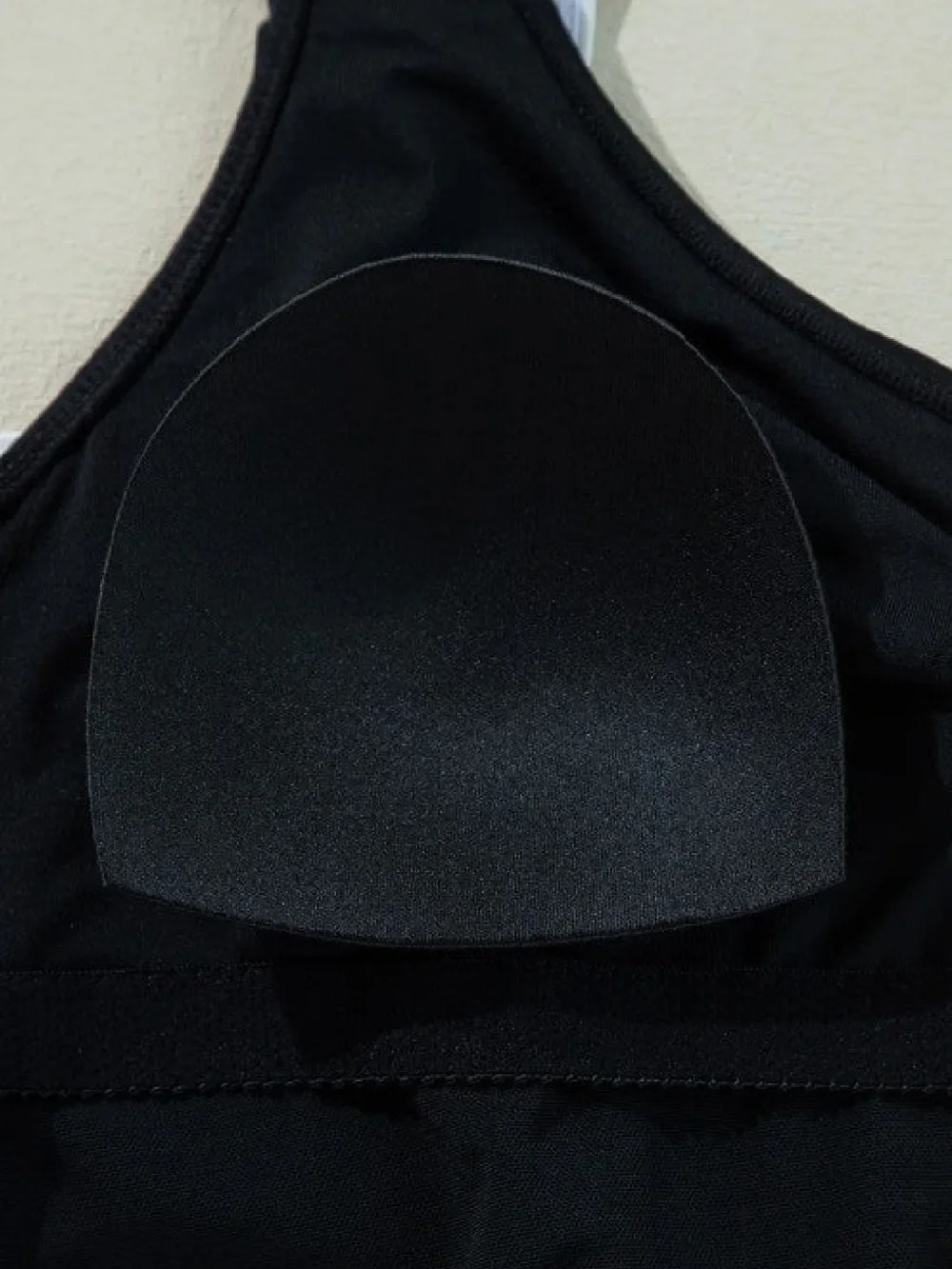 Women's Black Ruffle One-Piece Swimsuit with White Trim and Adjustable straps